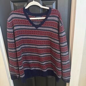 Lands’ End Men’s XL Fair Isle V-Neck Cashmere Sweater